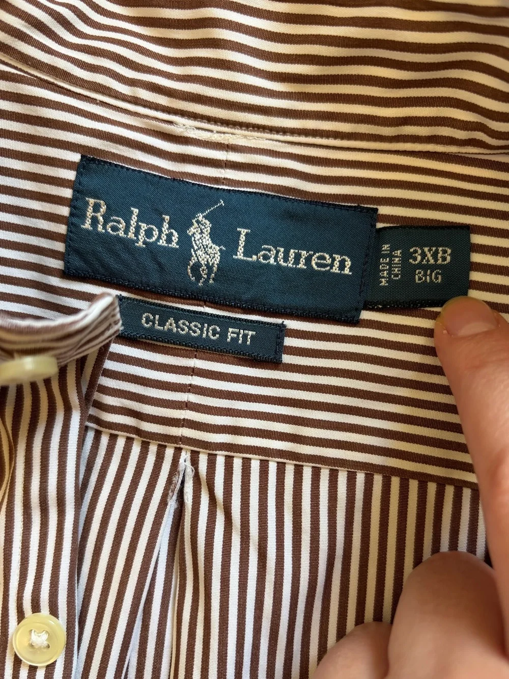 VTG Polo Ralph Lauren Men's Oxford Shirt Long Sleeve Button Down stripe size 3XL